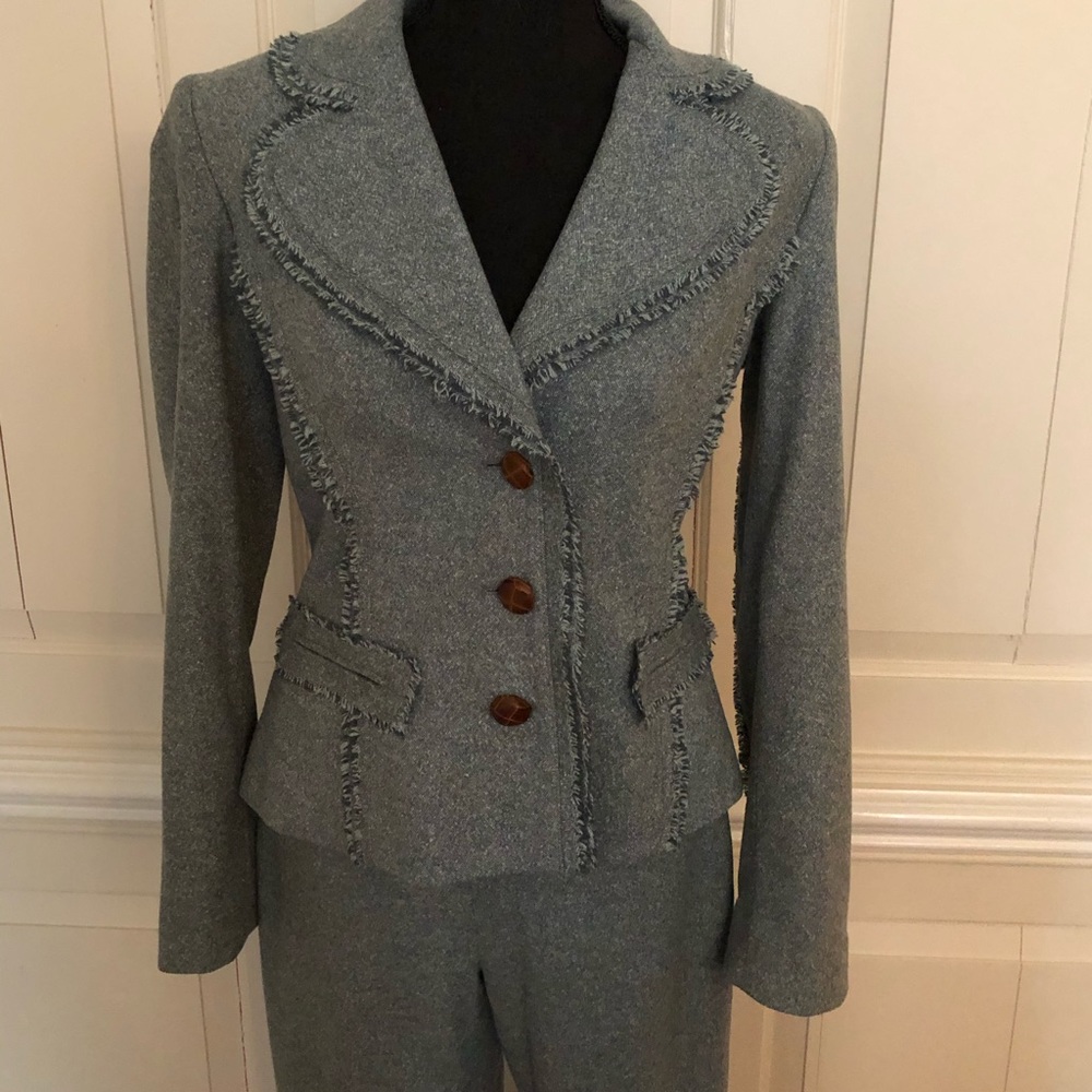 Etcetera Bluish -green raw edge pant suit - Picture 1 of 8